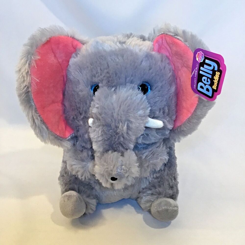 Nanco Plush Belly Buddies Gray Elephant 9" Soft And Cuddly